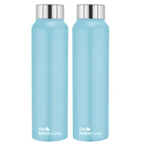 The Better Home 304 Stainless Steel Water Bottle 1 Litre | Water Bottle For Office Home | Water Bottle Steel | Steel Water Bottle For Kids School | Office Water Bottle For Women Men (Blue - 2 Pcs)