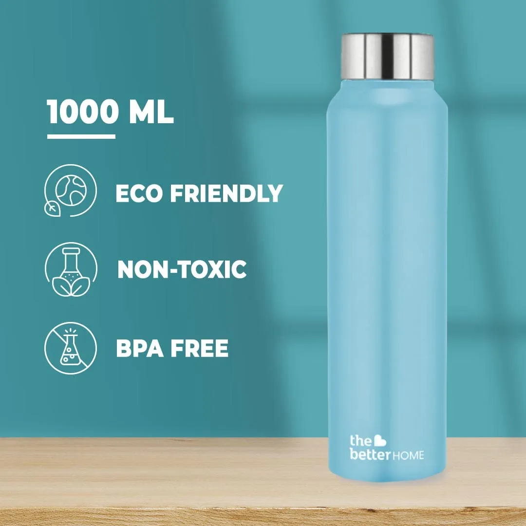 The Better Home 304 Stainless Steel Water Bottle 1 Litre | Water Bottle For Office Home | Water Bottle Steel | Steel Water Bottle For Kids School | Office Water Bottle For Women Men (Blue - 2 Pcs)