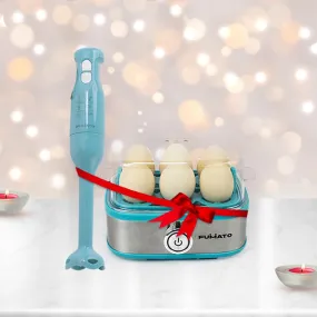 The Better Home Fumato Wedding Gift Set |Hand Blender& Egg Maker |Blend,Boil and Make| Perfect Gifting Kit | Colour Coordinated Sets | 1 year Warranty Light Blue