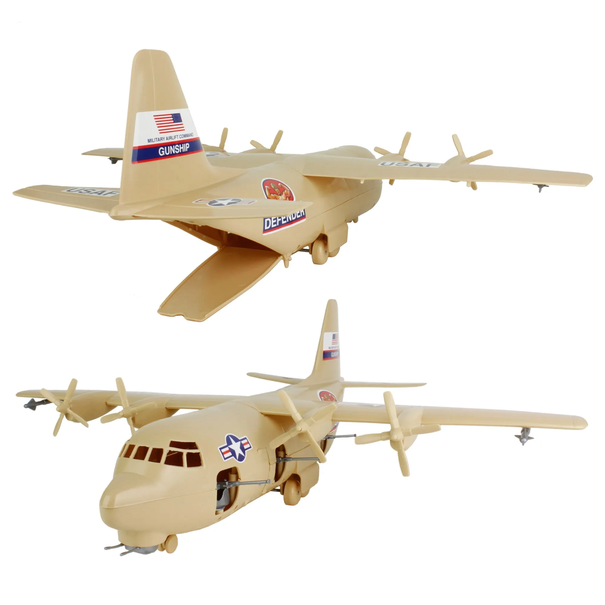 TimMee Plastic Army Men C130 Playset - Tan 29pc Giant Military Airplane US Made