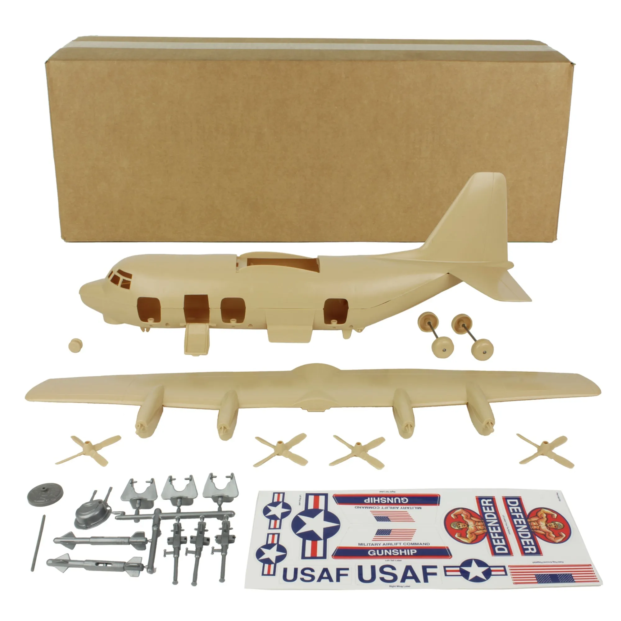 TimMee Plastic Army Men C130 Playset - Tan 29pc Giant Military Airplane US Made