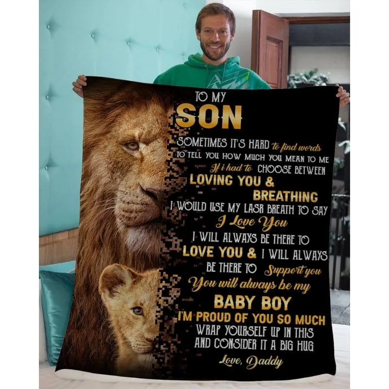 To My Son - From Dad - LionBlanket - A322 - Premium Blanket