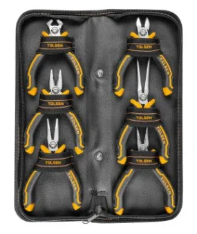 Tolsen 6Pc 4.5 " Mini Pliers Set With a Two-component Ergonomic Grip Handle & Zip Pouch