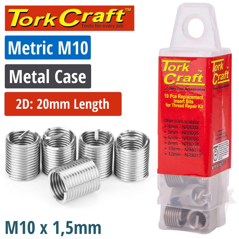 TORK CRAFT THREAD REPAIR KIT M10 X 2D REPLACEMENT INSERTS 5PCE NR8010-03