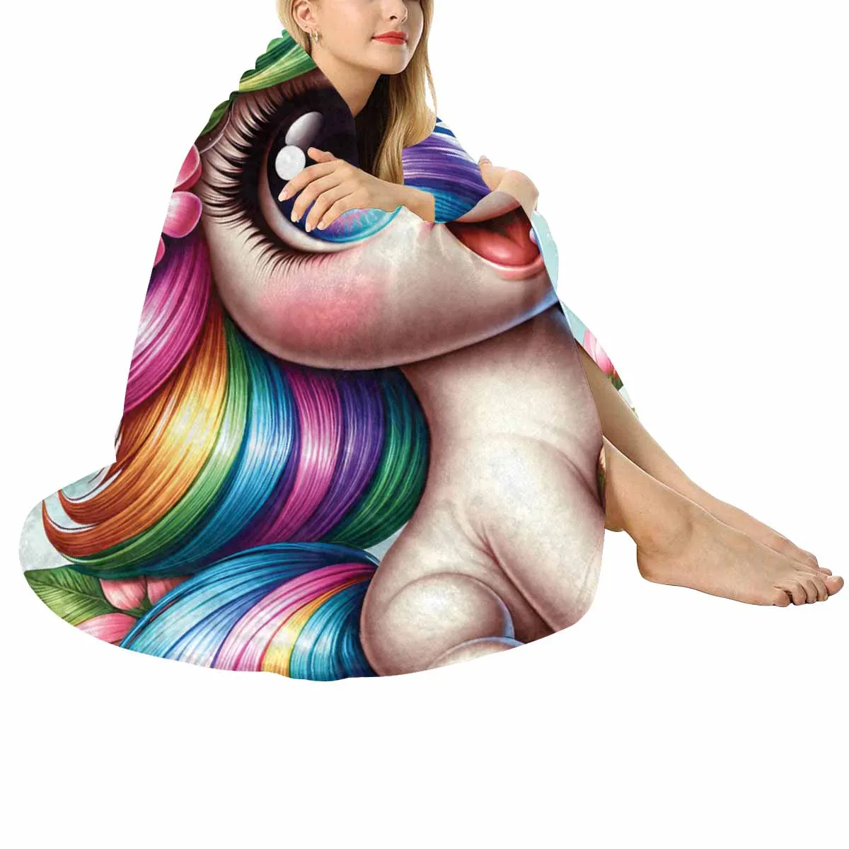 Unicorn_Awd35130  Circular Micro Fleece Blanket 60"