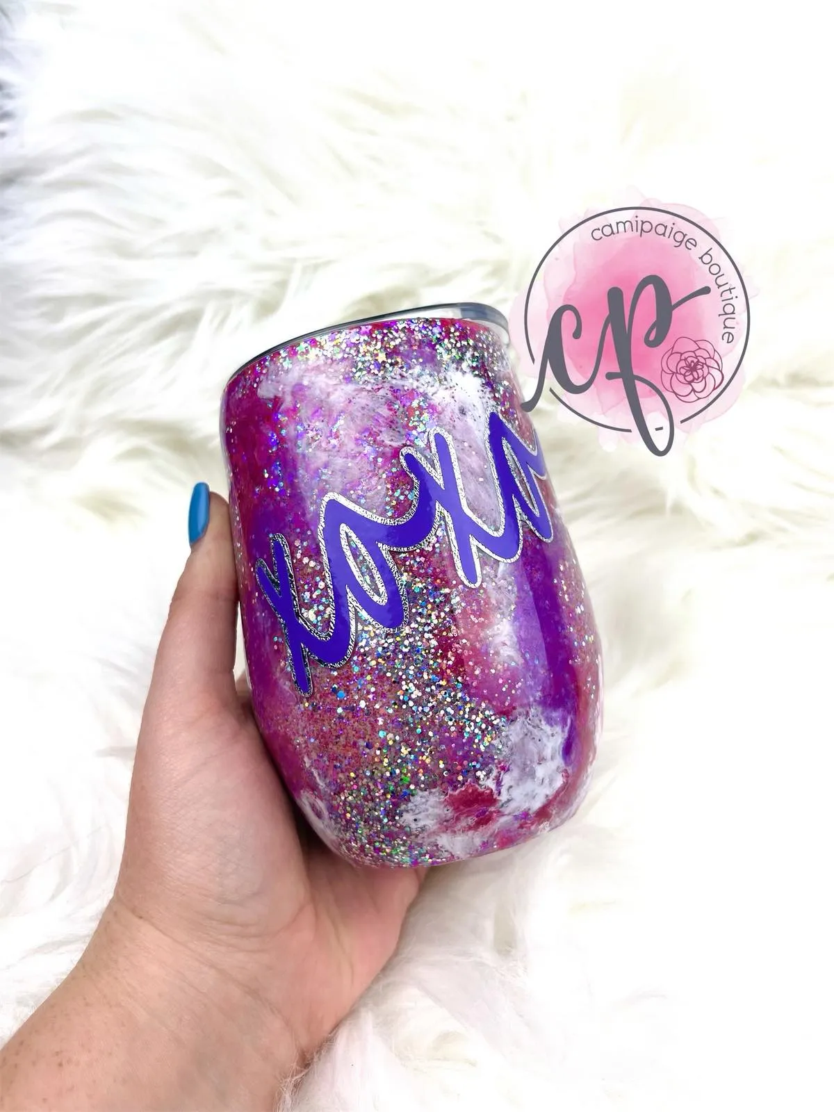 Valentine's Day Galaxy Wine Glass - 15oz Wine Tumbler - CamiPaige Boutique Custom Tumblers