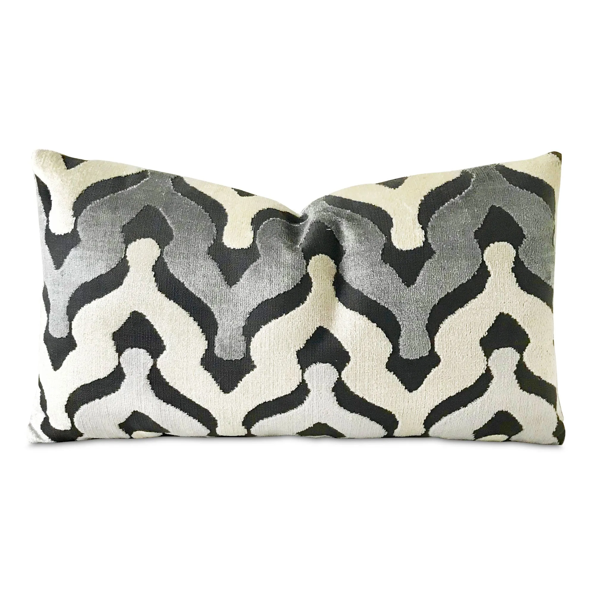 Velour Wishbone Waves in Stone Lumbar Pillow Cover 13x22