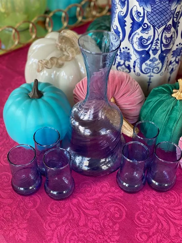 Vintage Blue Depression glass decanter set