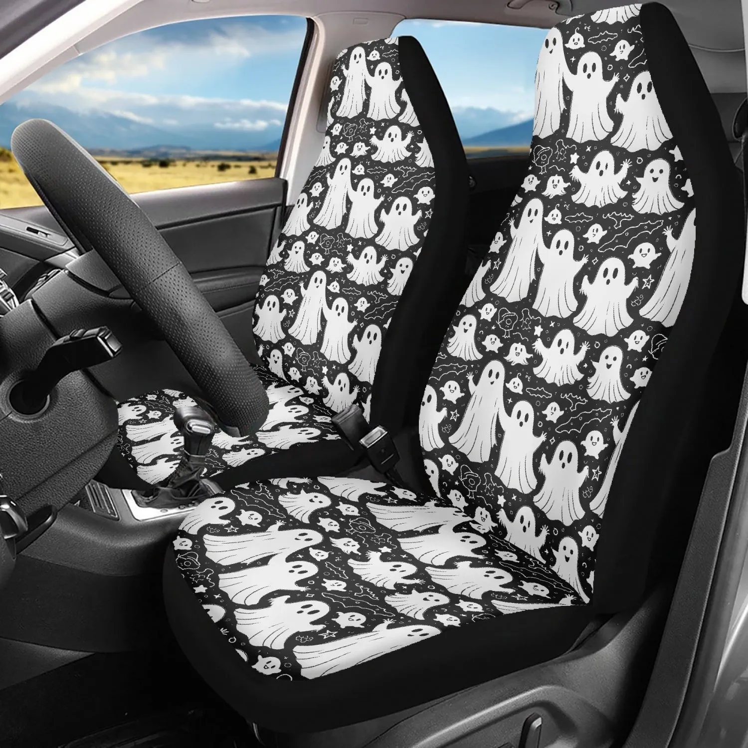 Vintage Ghost Microfiber Car Seat Covers - 3Pcs