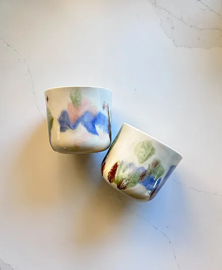 Watercolour Ceramic Cup, White