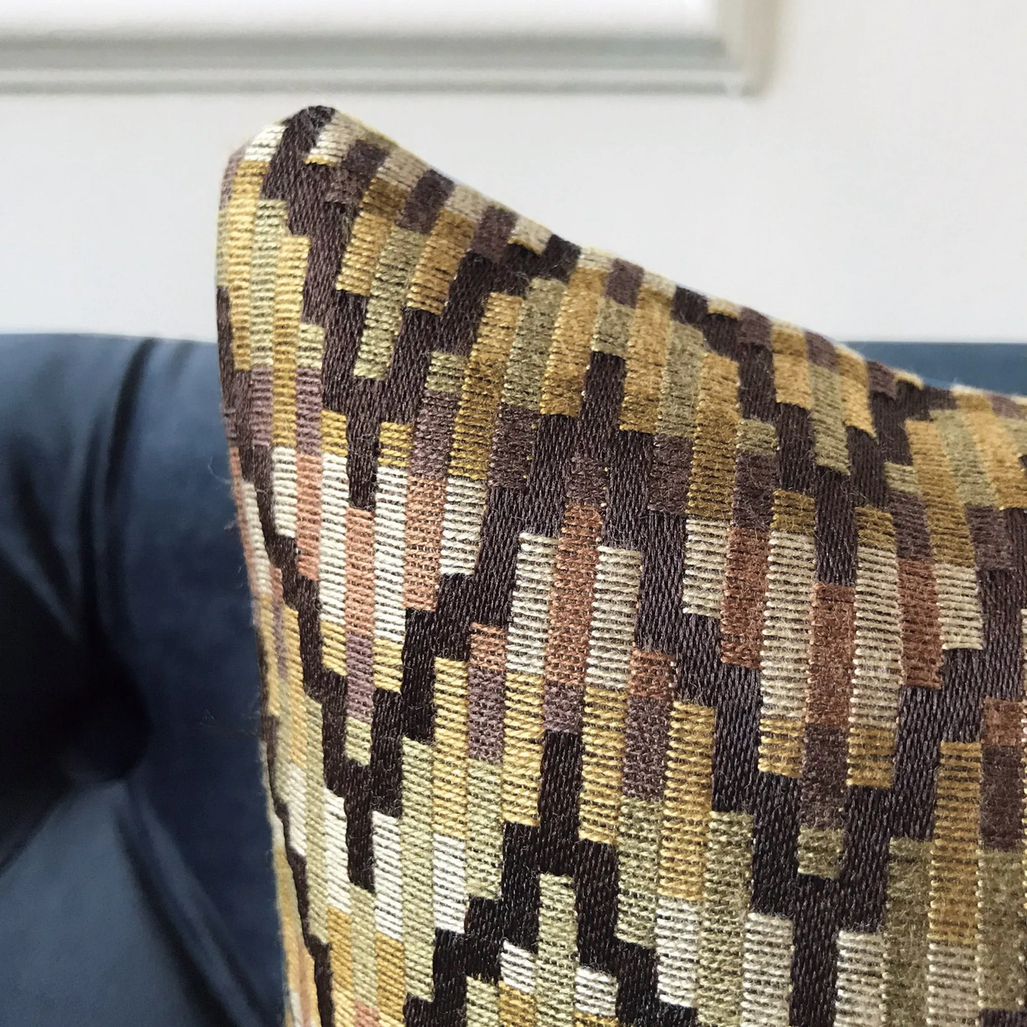 Woven Geometric Waves in Earthen Lumbar Pillow Cover 13x22