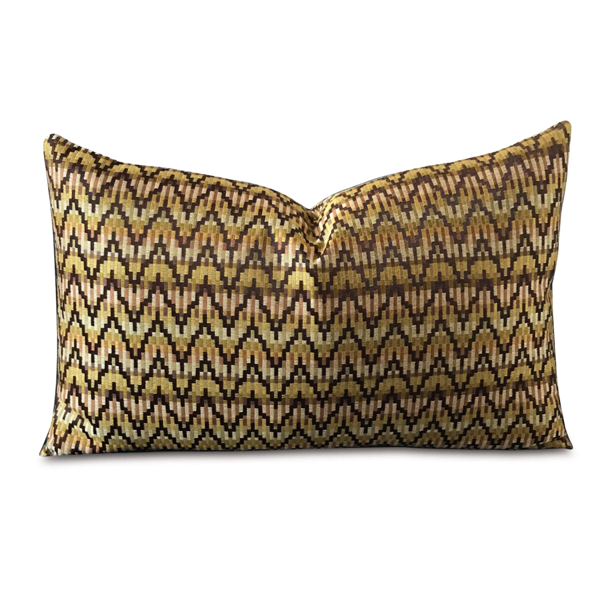 Woven Geometric Waves in Earthen Lumbar Pillow Cover 13x22