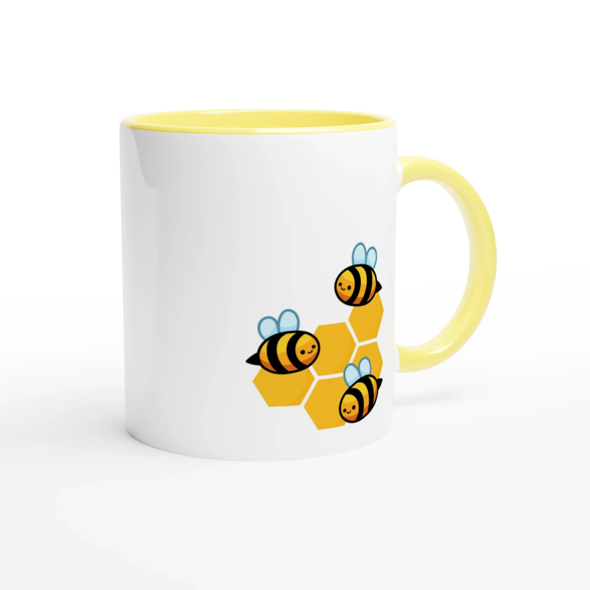 Yellow Honeycomb and Bees Ceramic Mug