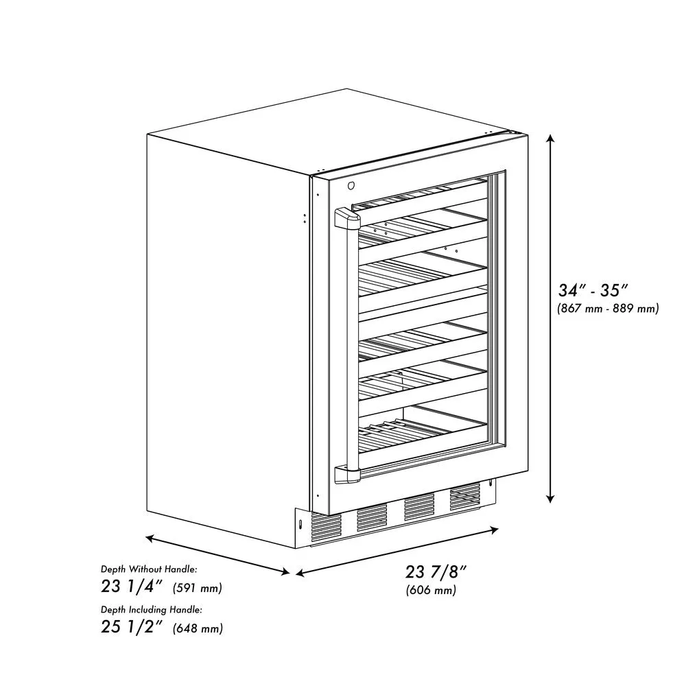 ZLINE Autograph Edition 24 in. Touchstone Dual Zone 44 Bottle Wine Cooler With Stainless Steel Glass Door And Champagne Bronze Handle (RWDOZ-GS-24-CB)